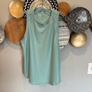 Calia Womens Textured Sleeveless Athletic Tank Top Teal Blue Size L